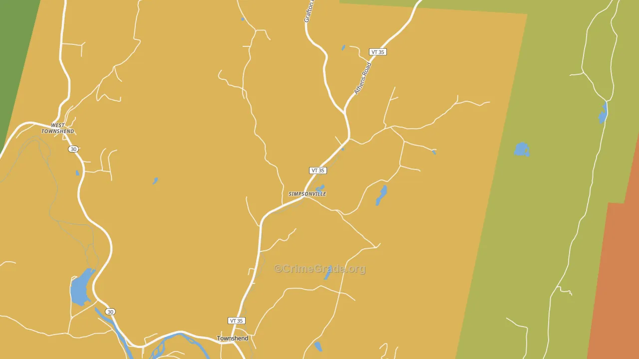 Simpsonville, VT Map of Vehicle Theft Rates