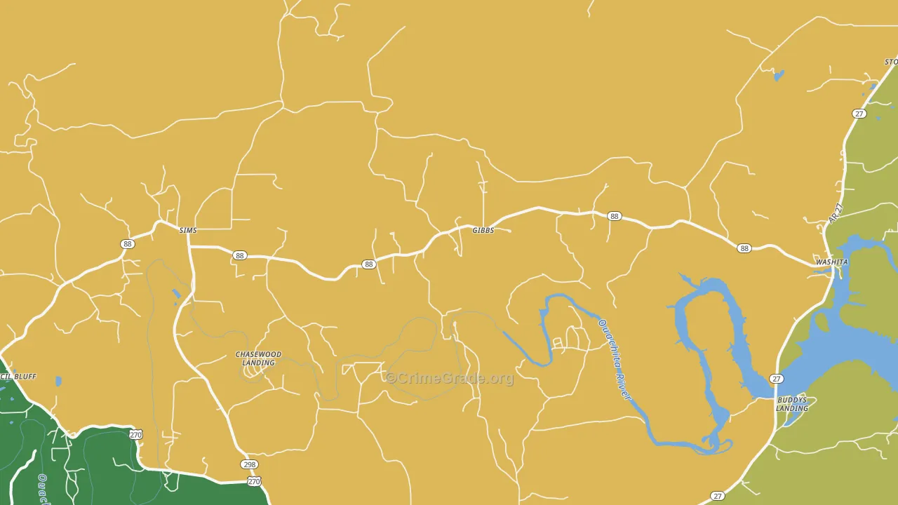 Sims, AR Map of Vehicle Theft Rates