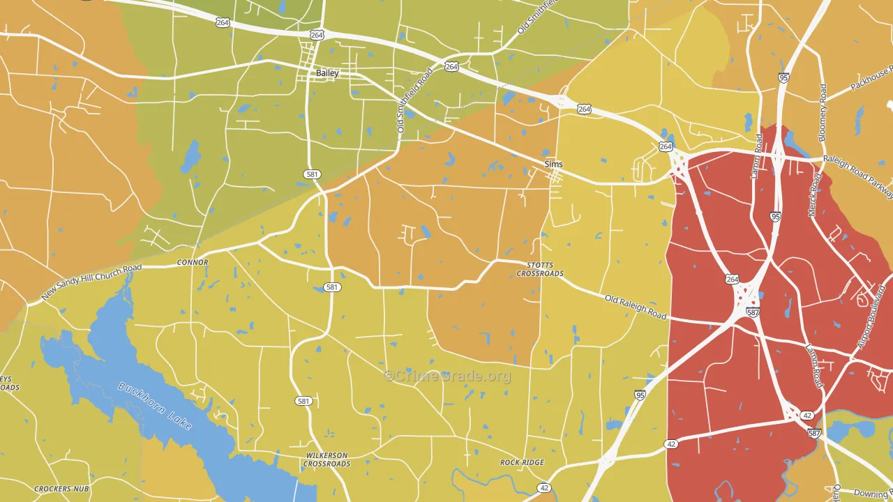 Sims, NC Map of Vehicle Theft Rates