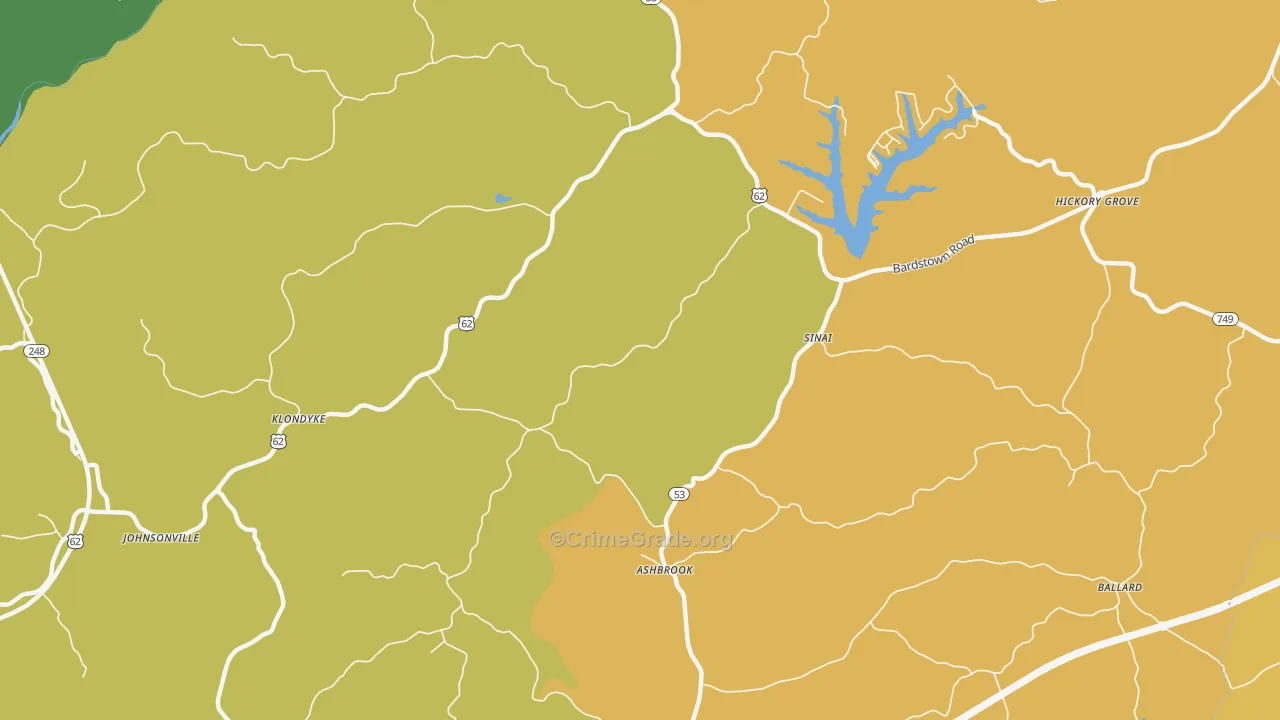 Sinai, KY Map of Vehicle Theft Rates