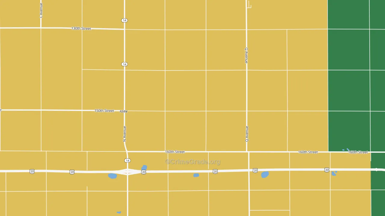Sinclair, IA Map of Vehicle Theft Rates