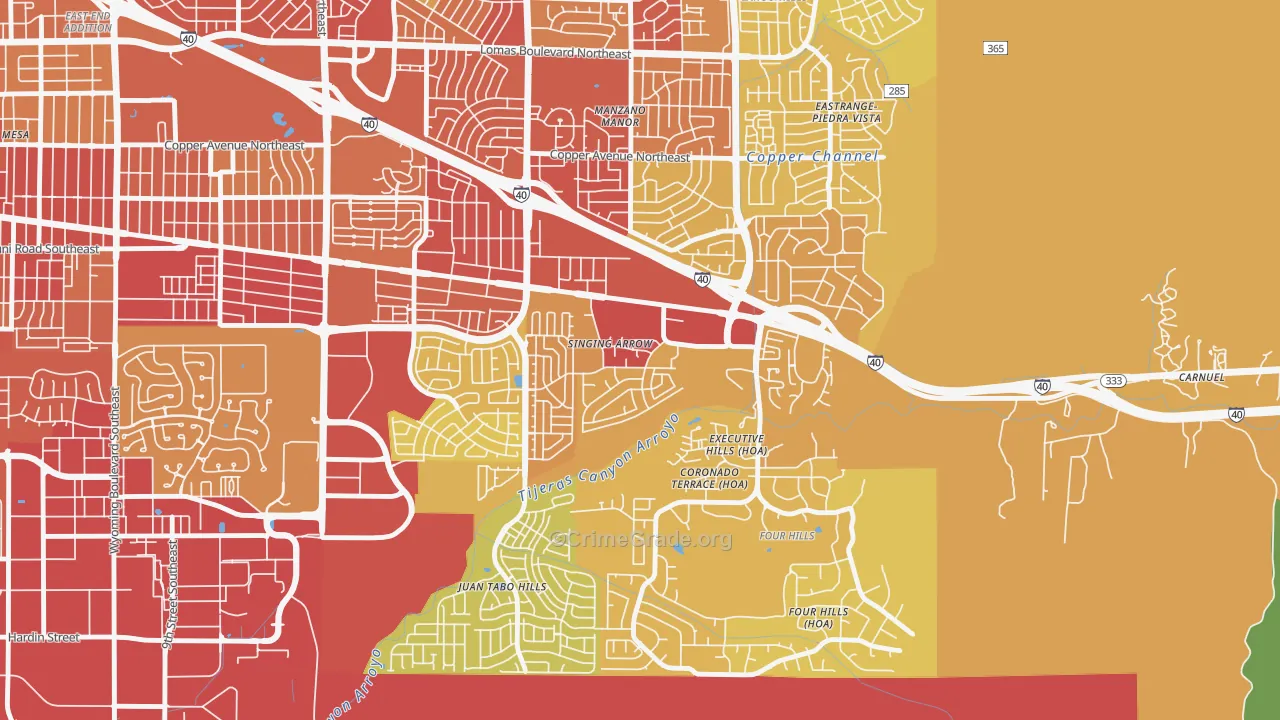 Singing Arrow, Albuquerque, NM Map of Vehicle Theft Rates