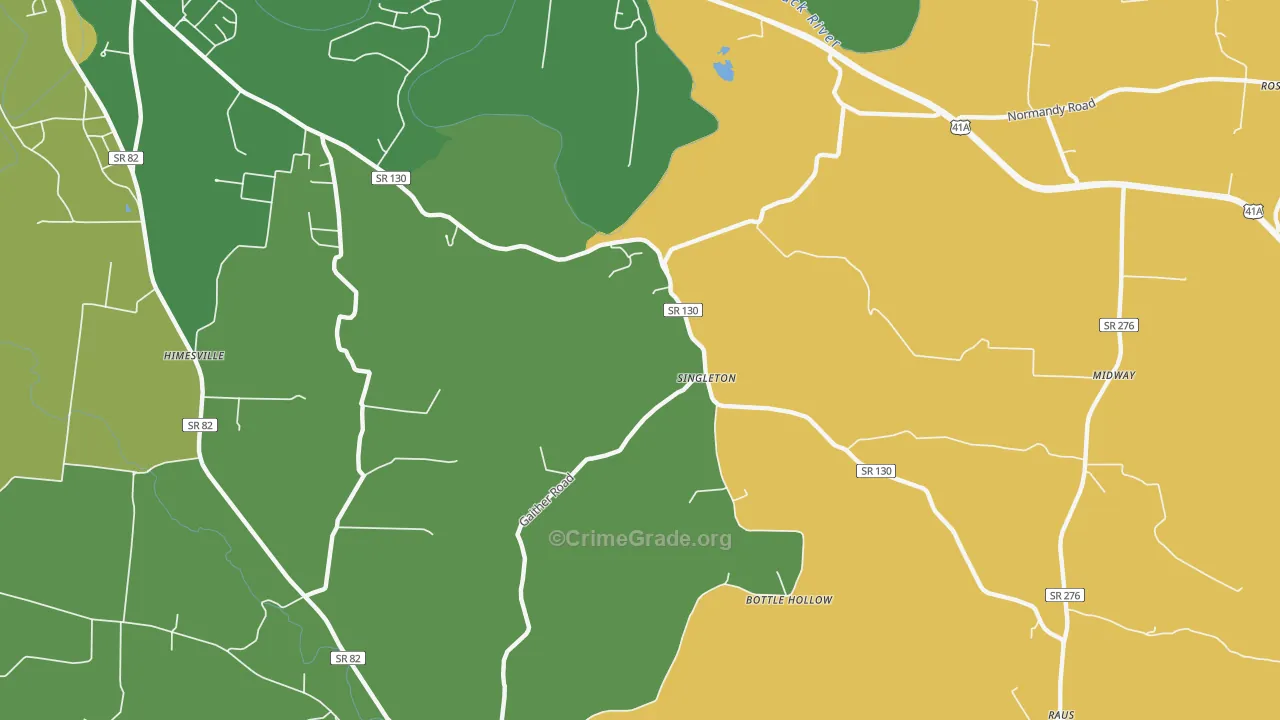 Singleton, TN Map of Vehicle Theft Rates