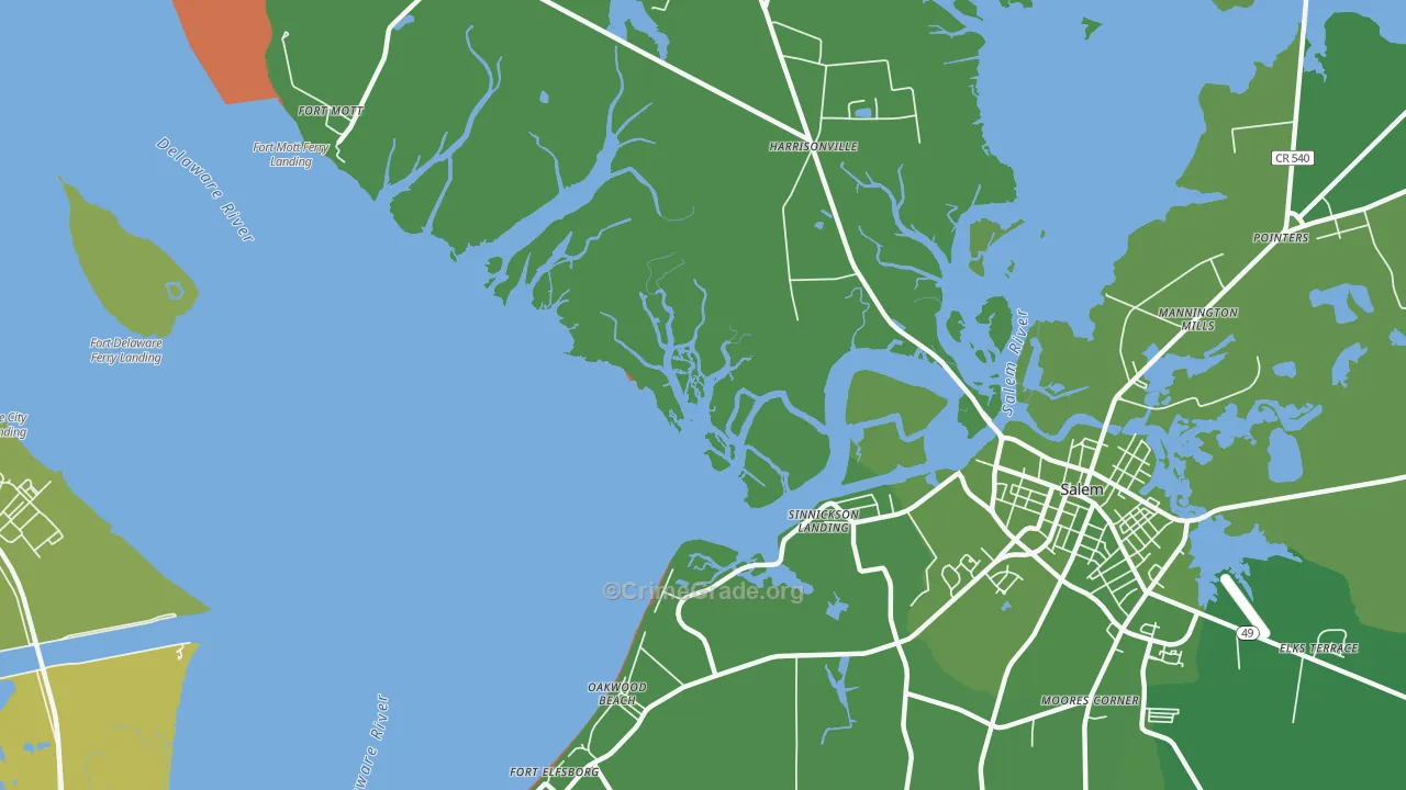 Sinnickson Landing, NJ Map of Vehicle Theft Rates