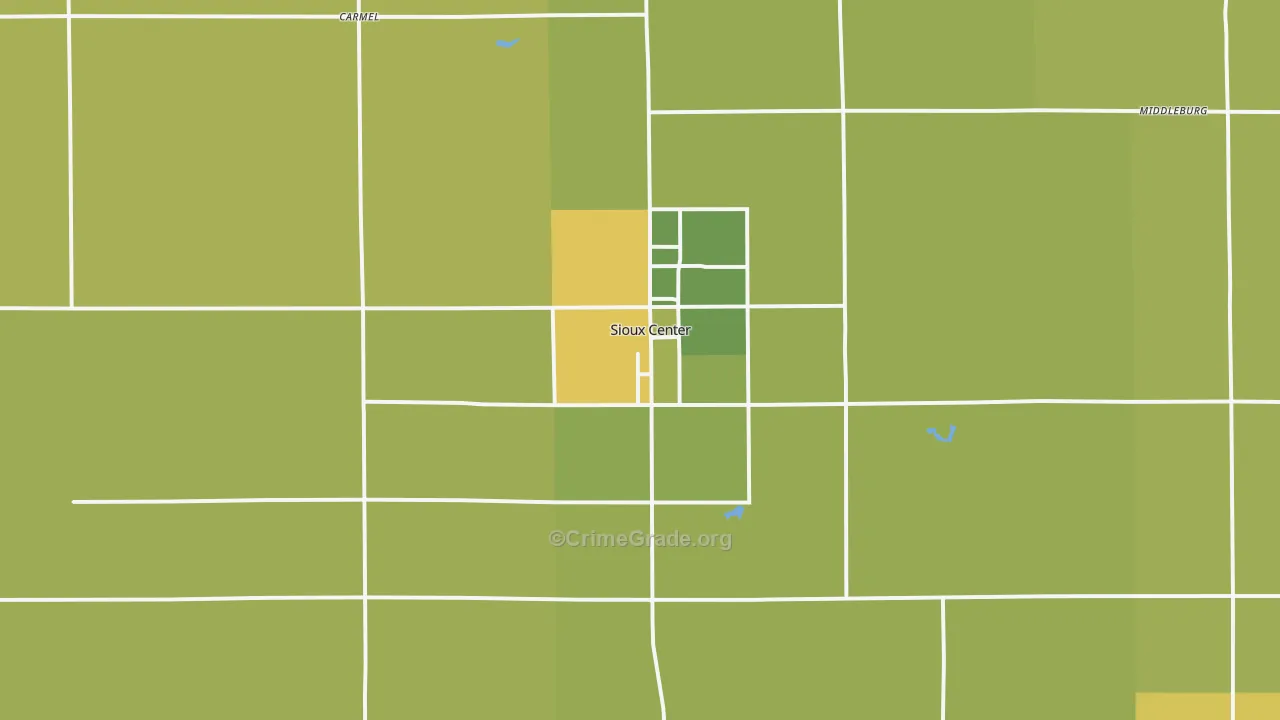Sioux Center, IA Map of Vehicle Theft Rates