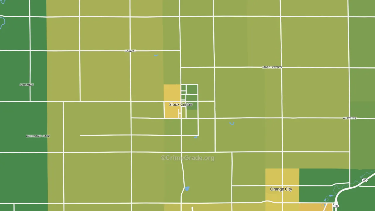 Sioux County, IA Map of Vehicle Theft Rates