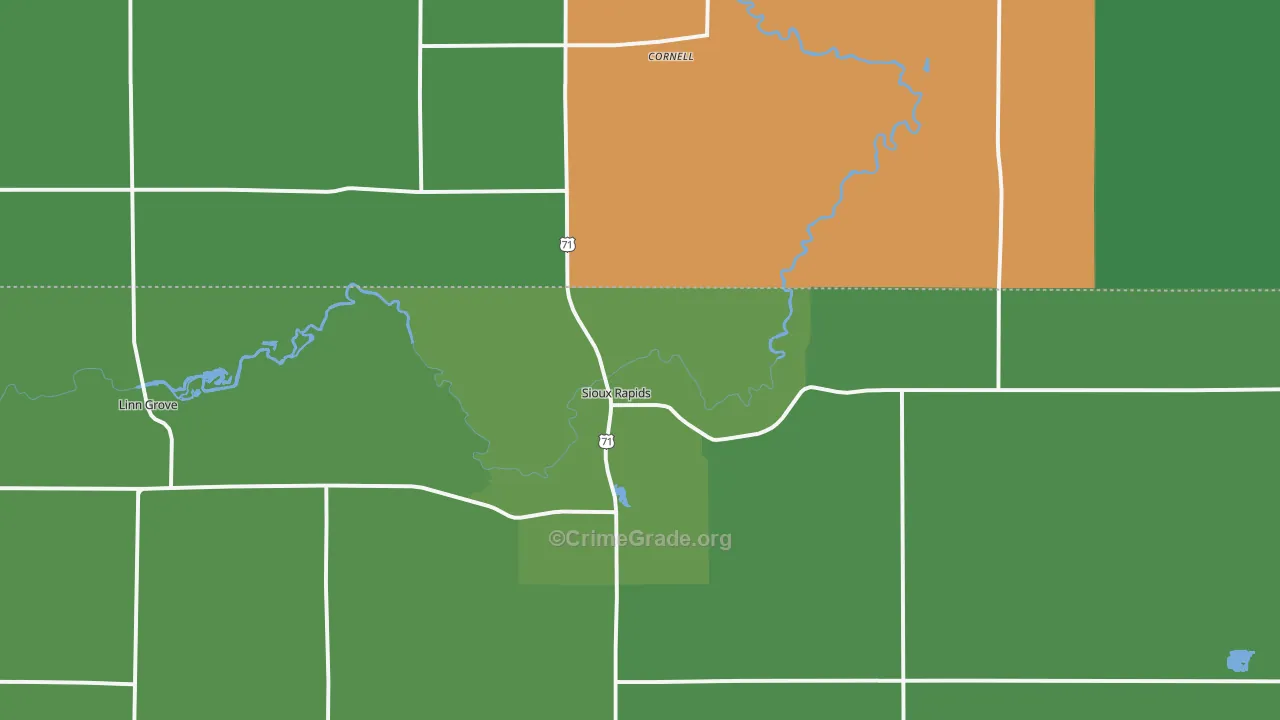 Sioux Rapids, IA Map of Vehicle Theft Rates