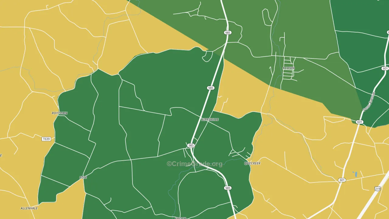 Sipesville, PA Map of Vehicle Theft Rates