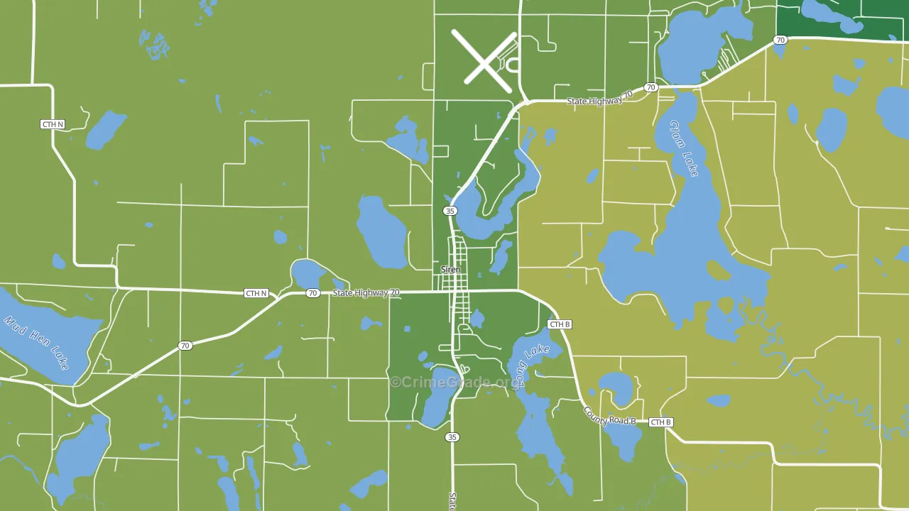 Siren, WI Map of Vehicle Theft Rates