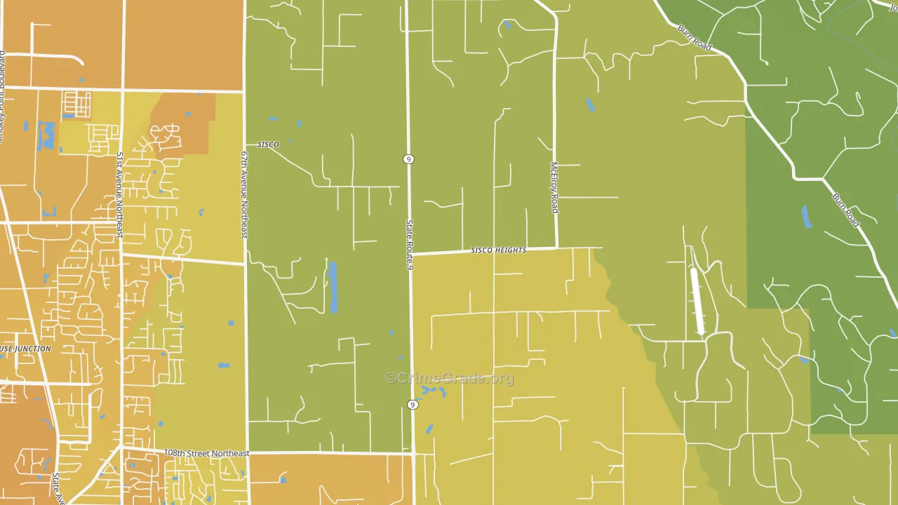 Sisco Heights, WA Map of Vehicle Theft Rates
