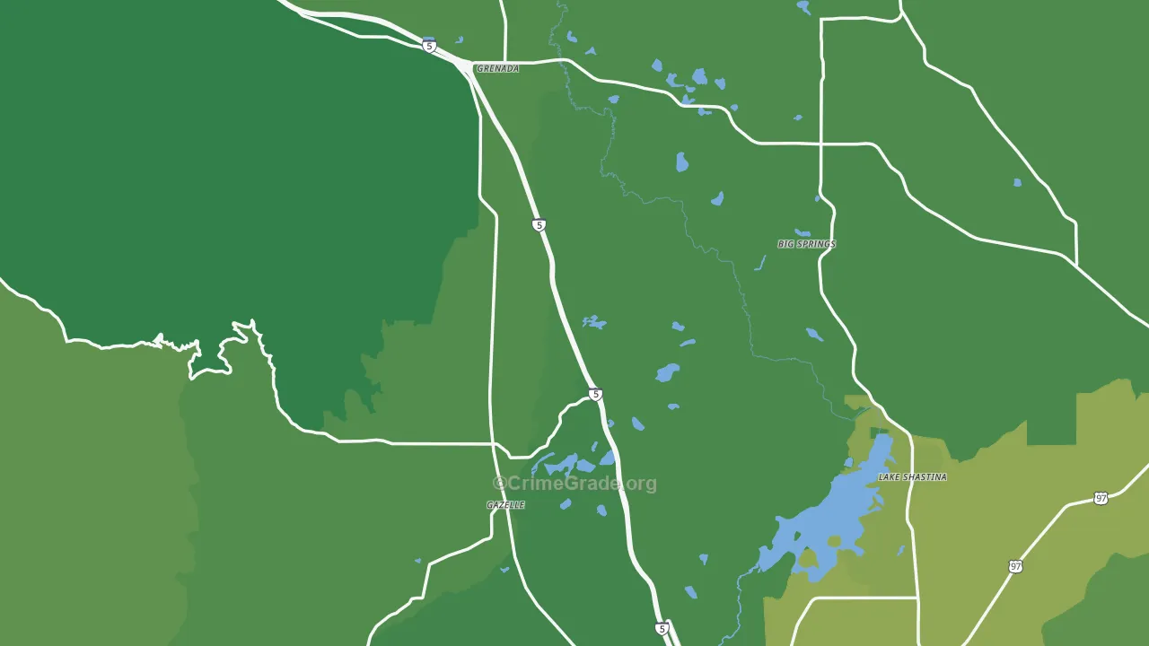 Siskiyou County, CA Map of Vehicle Theft Rates