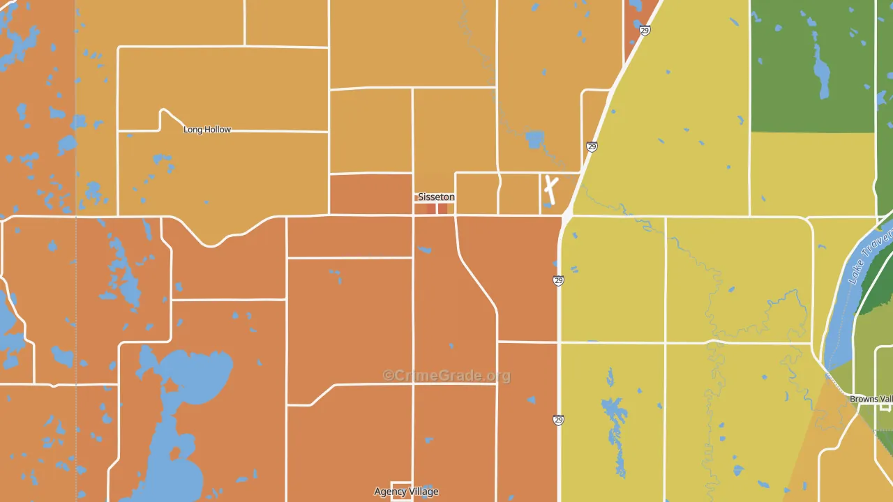 Sisseton, SD Map of Vehicle Theft Rates