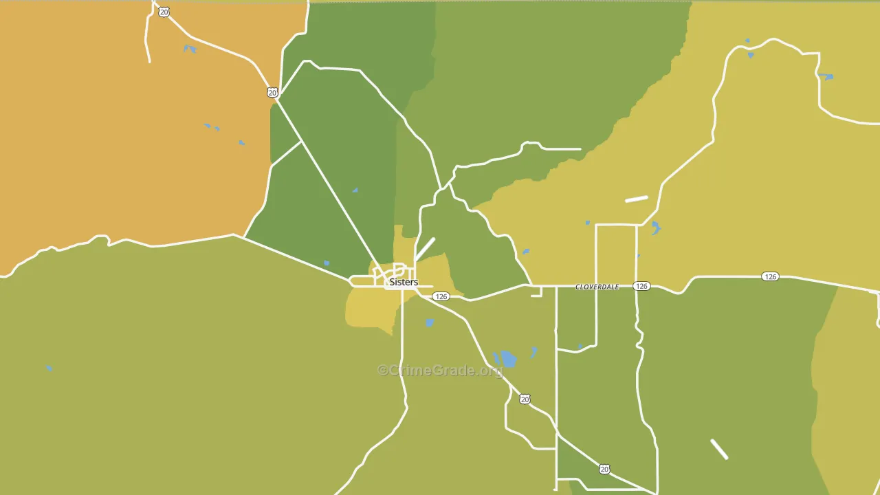 Sisters, OR Map of Vehicle Theft Rates