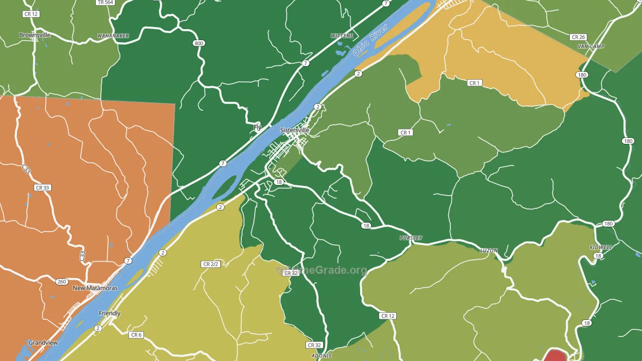 Sistersville, WV Map of Vehicle Theft Rates