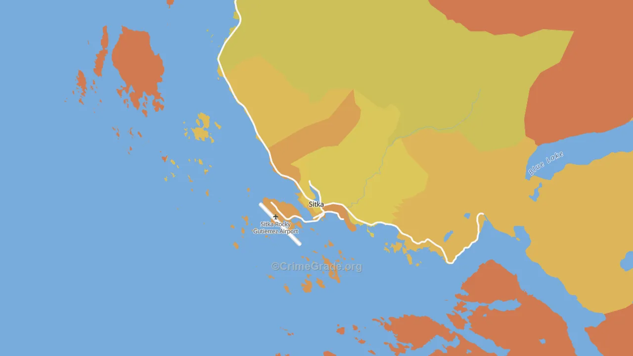 Sitka, AK Map of Vehicle Theft Rates