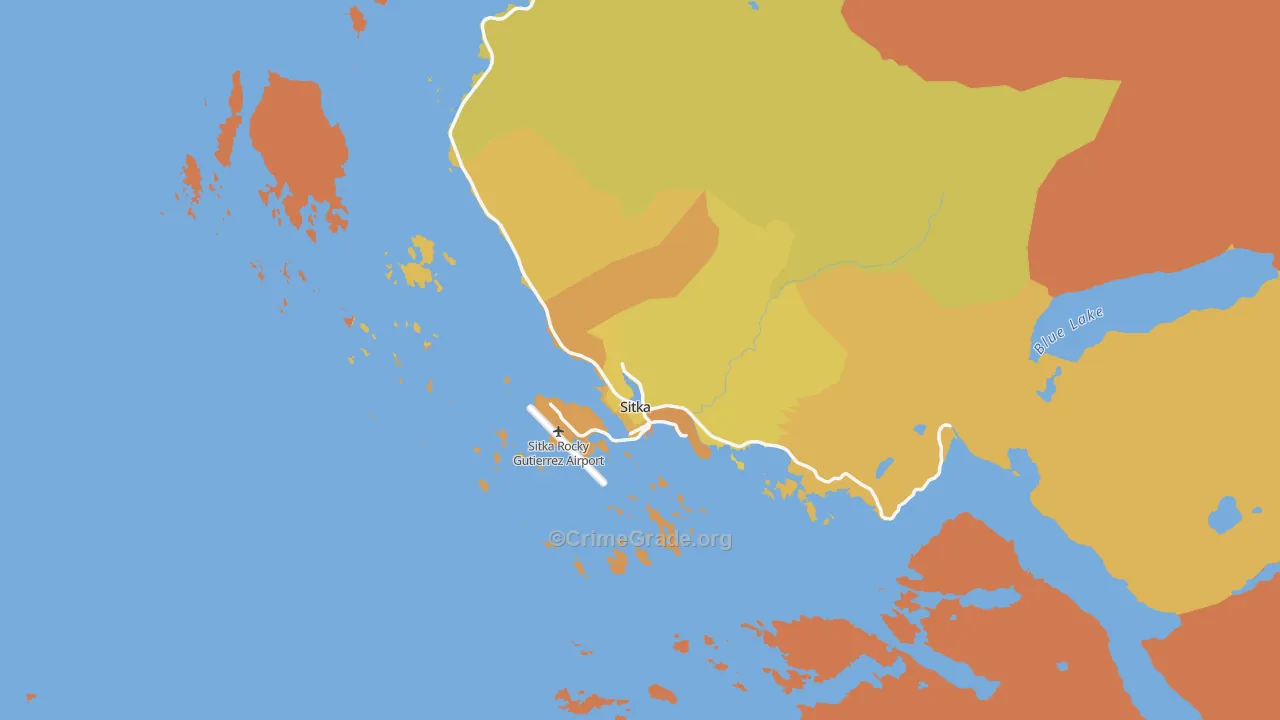 Sitka City and Borough, AK Map of Vehicle Theft Rates