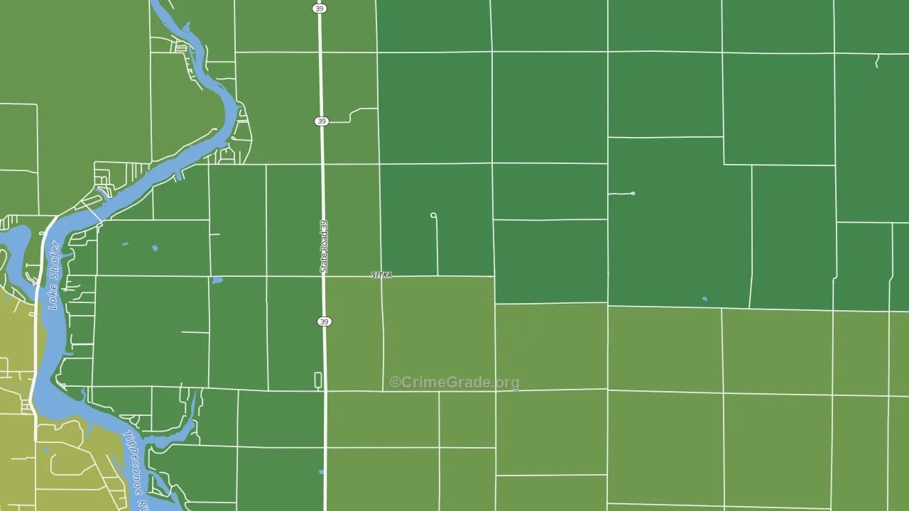 Sitka, IN Map of Vehicle Theft Rates