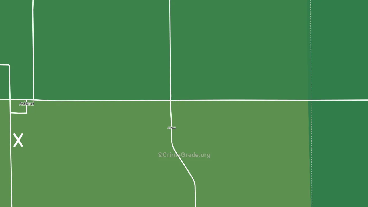 Sitka, KS Map of Vehicle Theft Rates