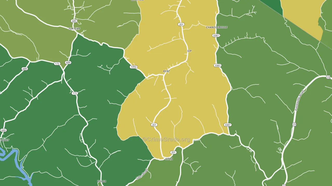 Sitka, KY Map of Vehicle Theft Rates