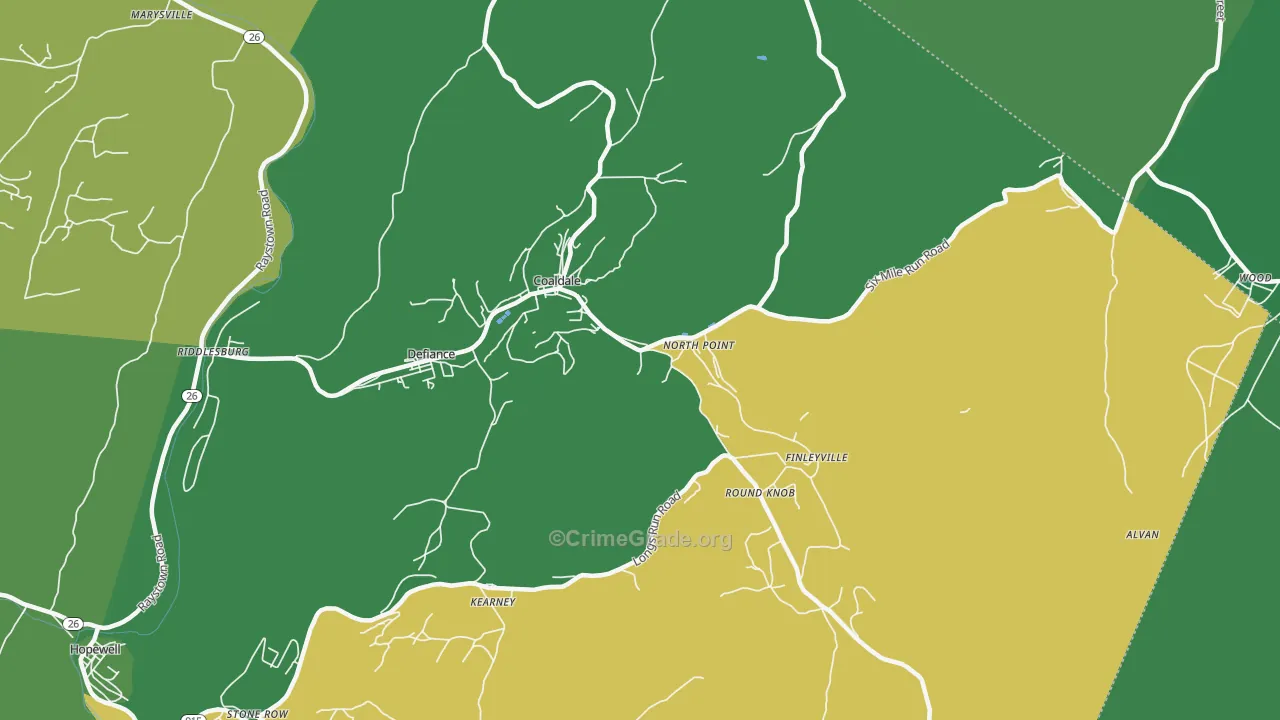 Six Mile Run, PA Map of Vehicle Theft Rates