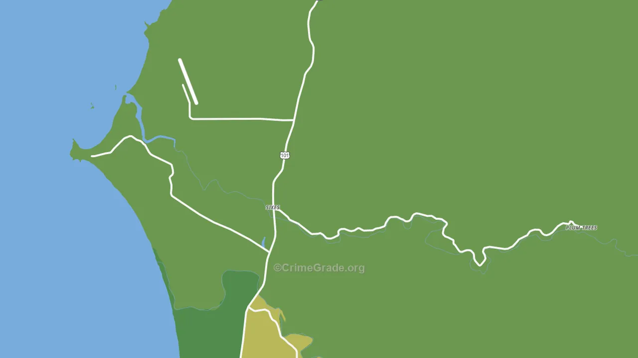 Sixes, OR Map of Vehicle Theft Rates