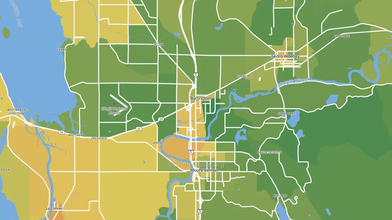 Skagit County, WA Map of Vehicle Theft Rates