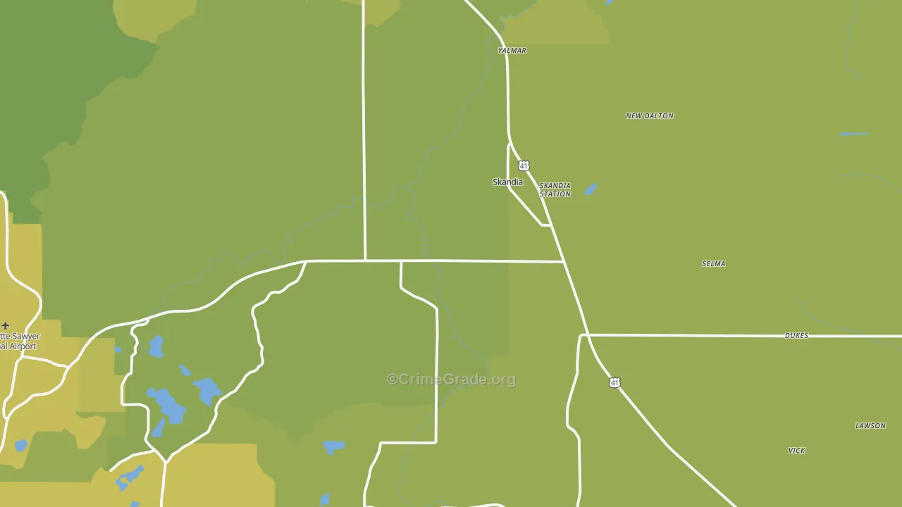 Skandia, MI Map of Vehicle Theft Rates