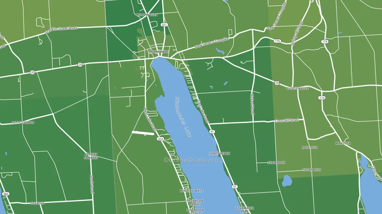 Skaneateles, NY Map of Vehicle Theft Rates
