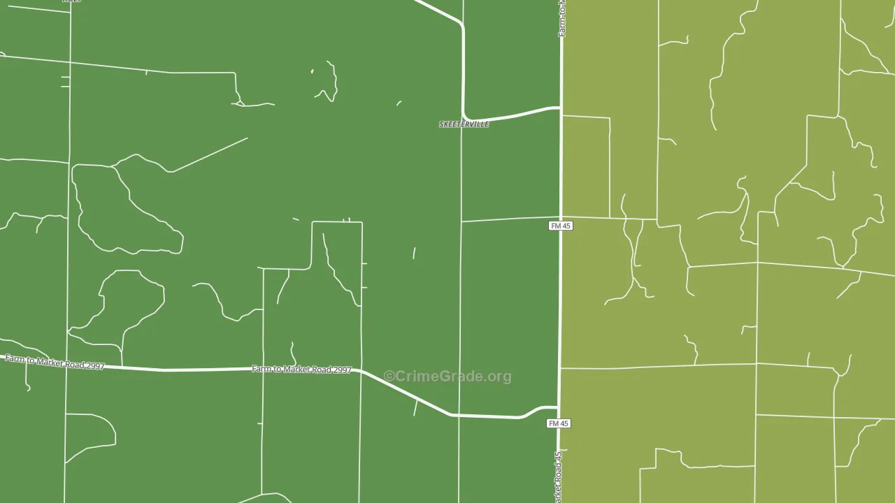Skeeterville, TX Map of Vehicle Theft Rates