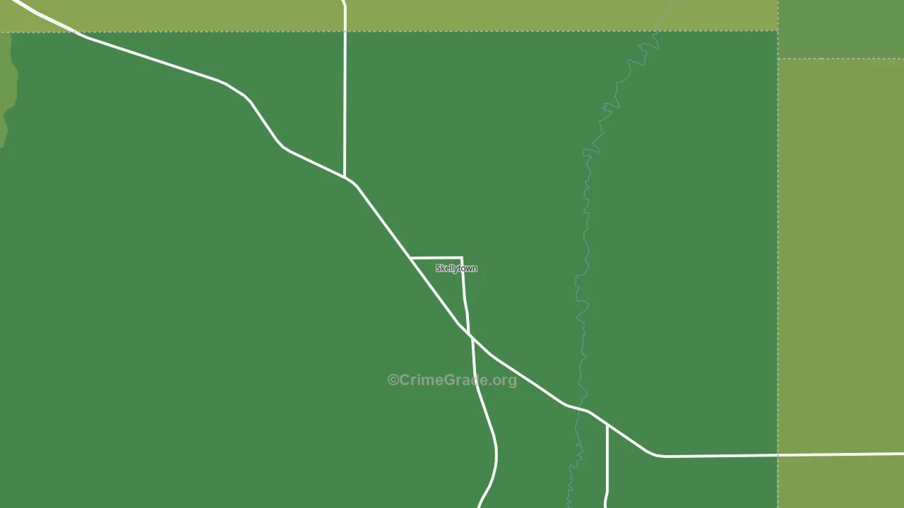 Skellytown, TX Map of Vehicle Theft Rates