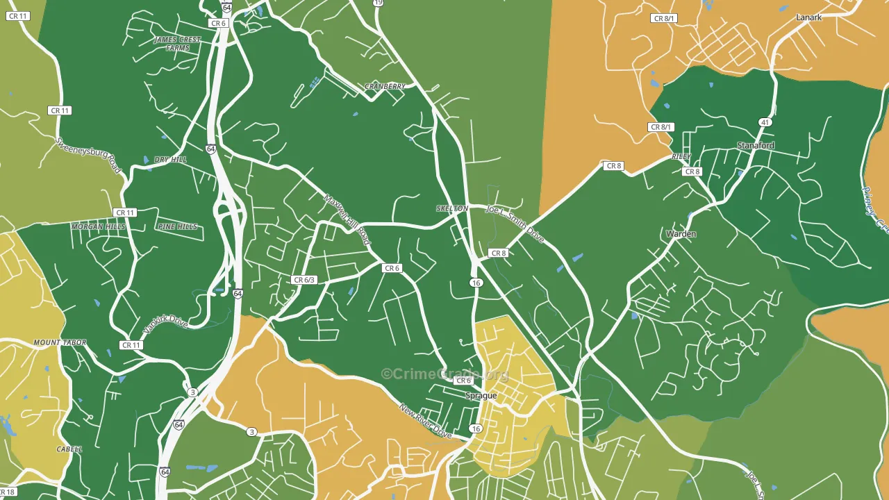 Skelton, WV Map of Vehicle Theft Rates