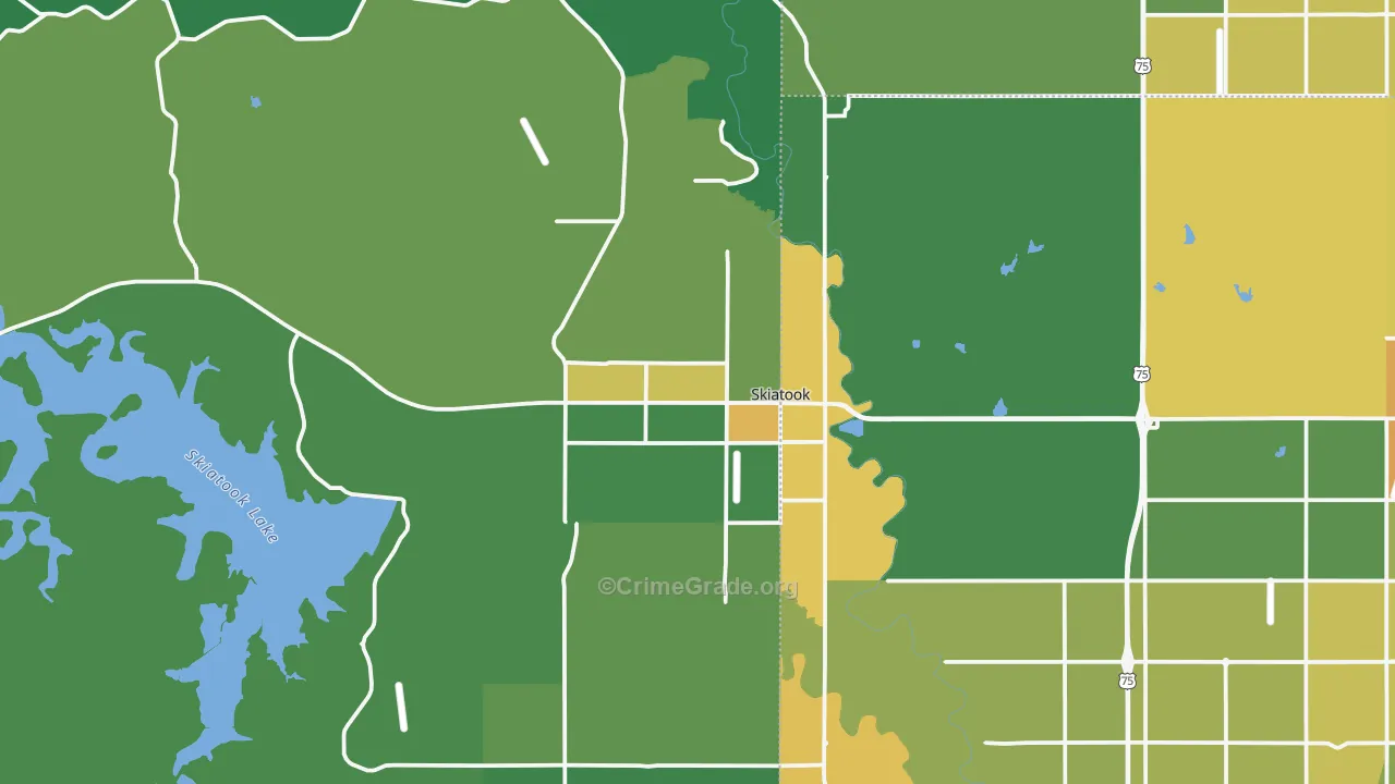 Skiatook, OK Map of Vehicle Theft Rates