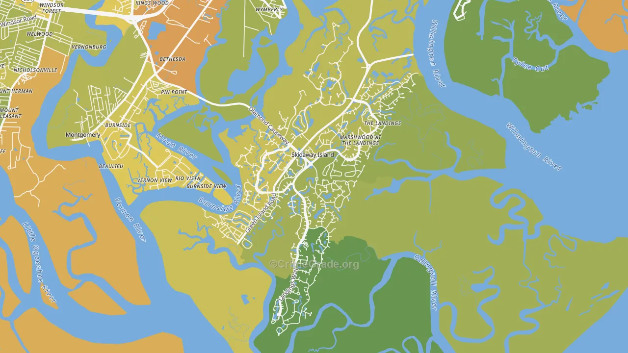 Skidaway Island, GA Map of Vehicle Theft Rates