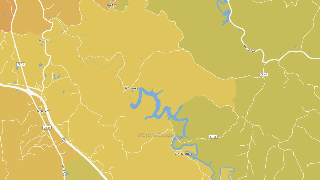 Skidmore, WV Map of Vehicle Theft Rates