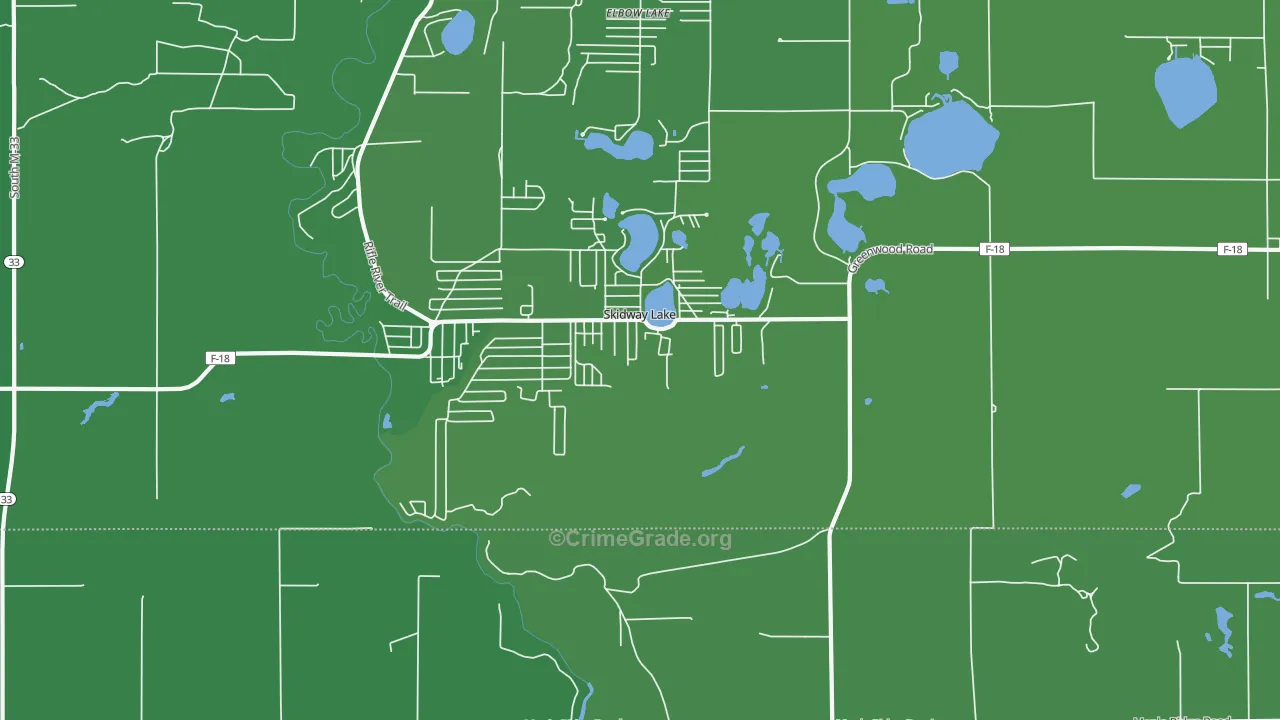 Skidway Lake, MI Map of Vehicle Theft Rates