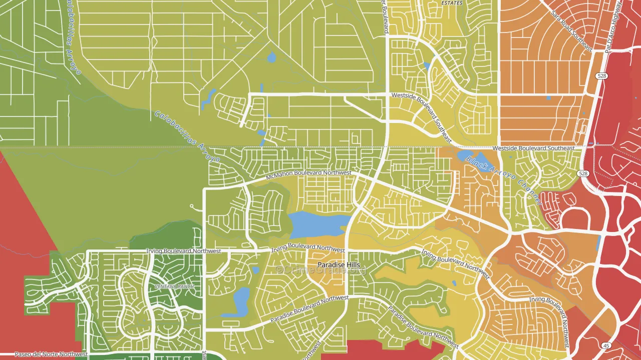 Skies West, Albuquerque, NM Map of Vehicle Theft Rates