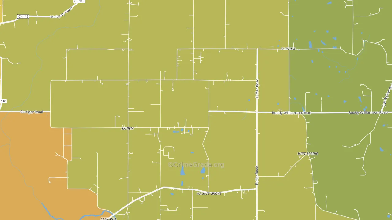 Skinem, AL Map of Vehicle Theft Rates