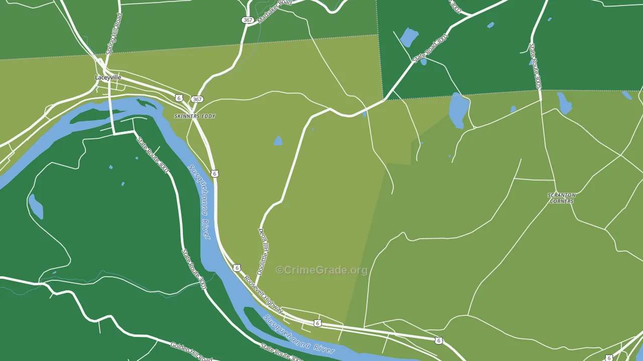 Skinners Eddy, PA Map of Vehicle Theft Rates