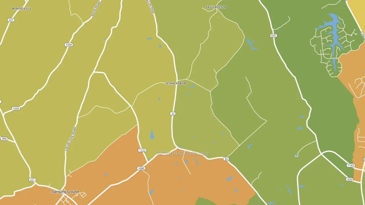 Skinnersburg, KY Map of Vehicle Theft Rates