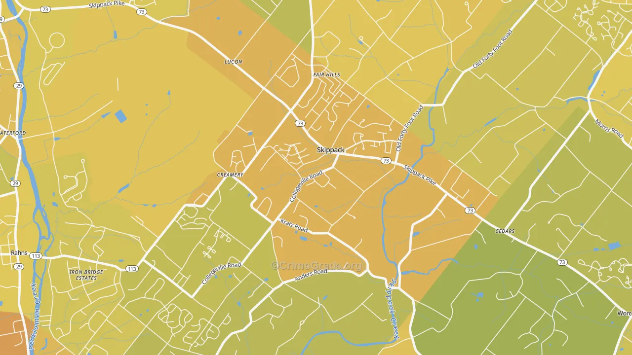 Skippack, PA Map of Vehicle Theft Rates