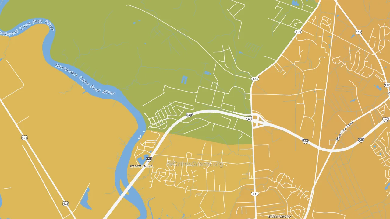 Skippers Corner, NC Map of Vehicle Theft Rates