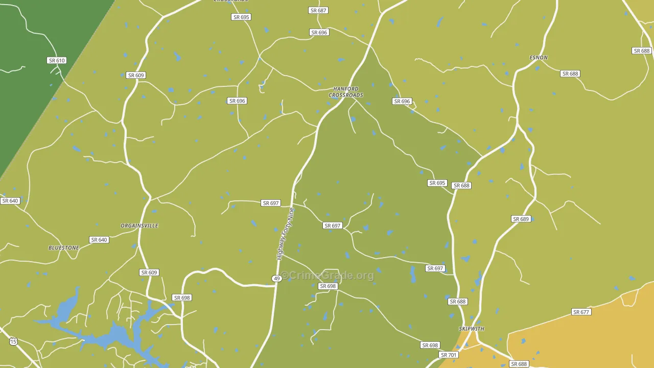 Skipwith, VA Map of Vehicle Theft Rates