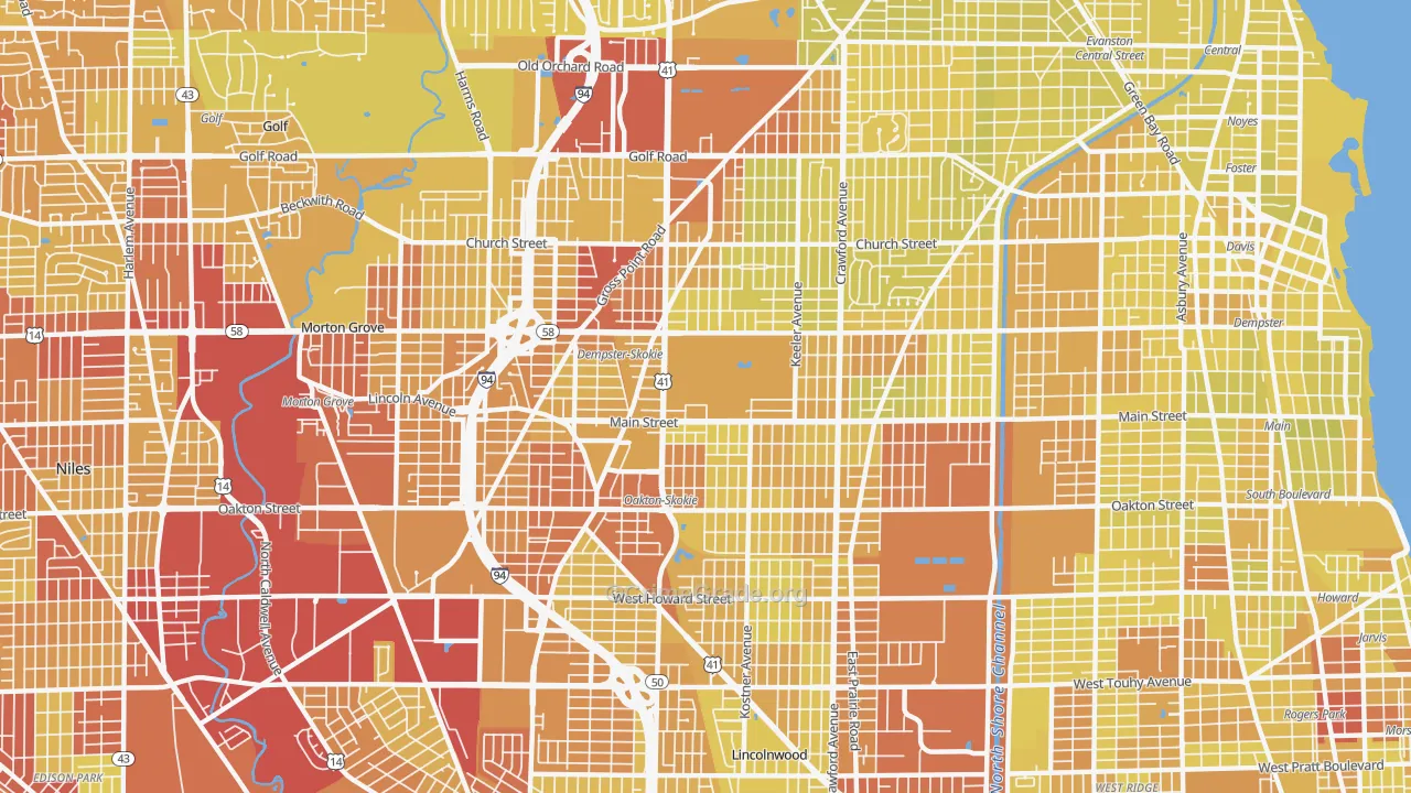Skokie, IL Map of Vehicle Theft Rates