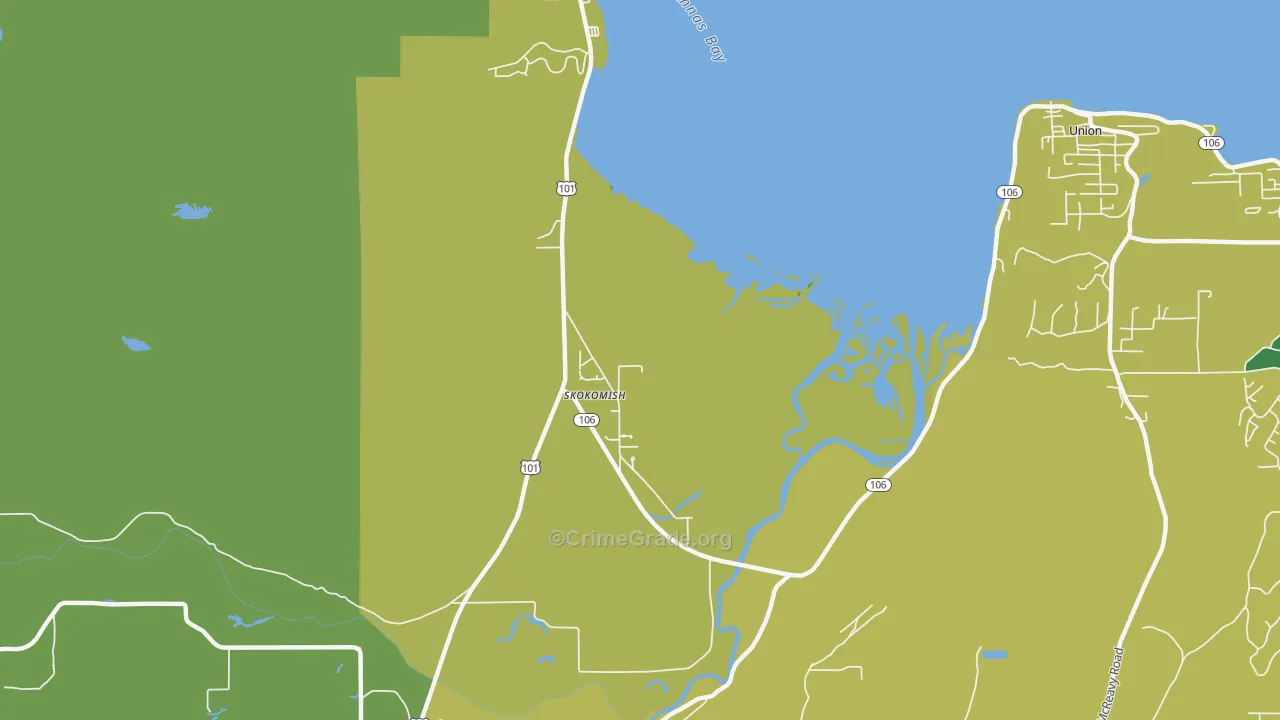 Skokomish, WA Map of Vehicle Theft Rates
