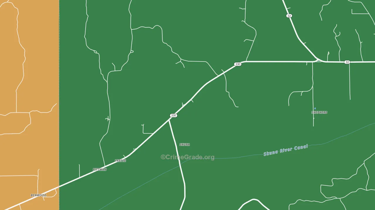 Skuna, MS Map of Vehicle Theft Rates