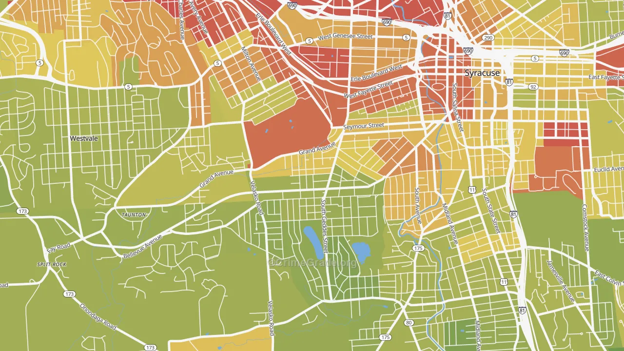 Skunk City, Syracuse, NY Map of Vehicle Theft Rates