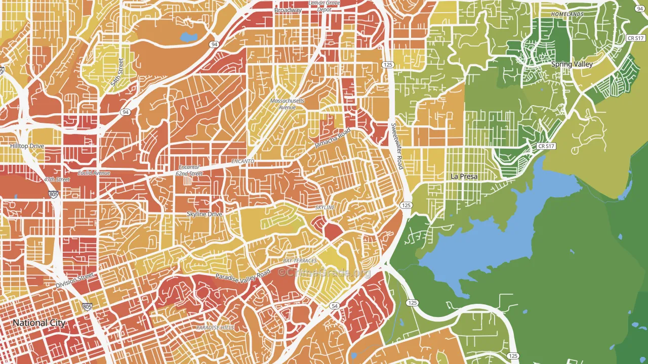 Sky Line, San Diego, CA Map of Vehicle Theft Rates
