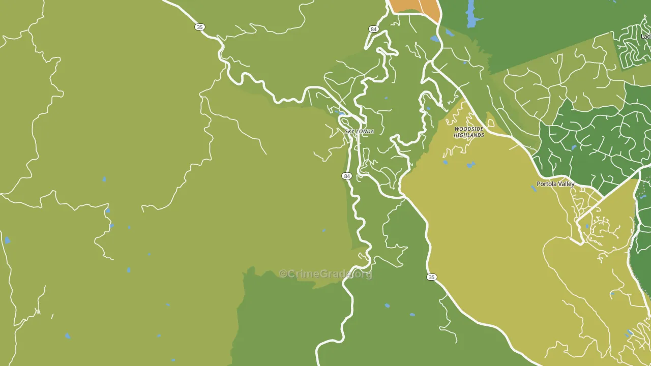 Sky Londa, CA Map of Vehicle Theft Rates