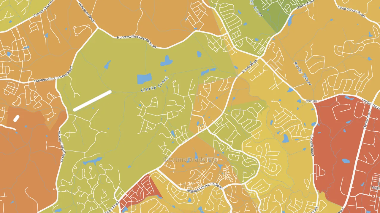 Skybrook, Huntersville, NC Map of Vehicle Theft Rates