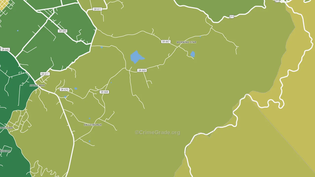 Skyland, VA Map of Vehicle Theft Rates
